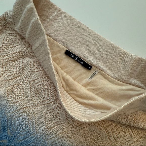 NIC + ZOE Ombre Blue Beige Maxi Knit Skirt Crochet Midi Boho Cottagecore Hippie - Picture 6 of 6